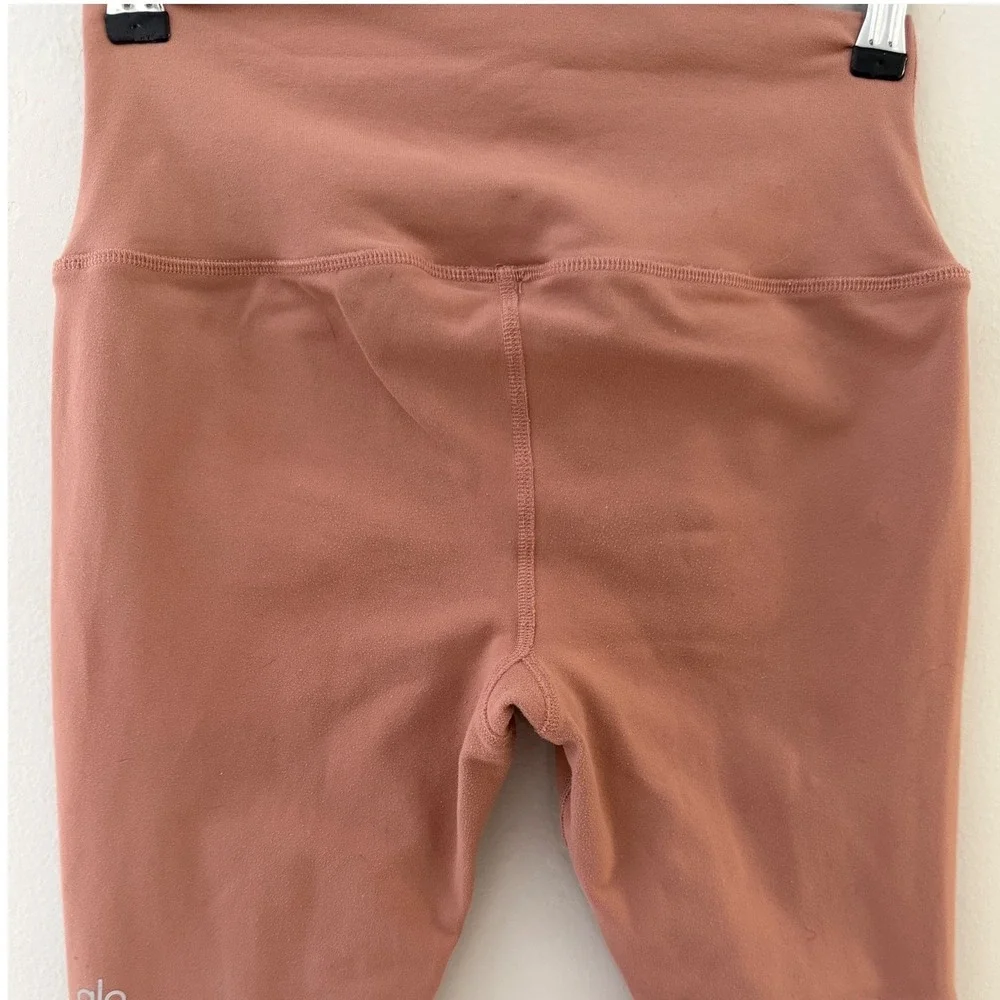 Alo Yoga High Waist Goddess Leggings Dusty Rose Ribbed Ruched Women Medium